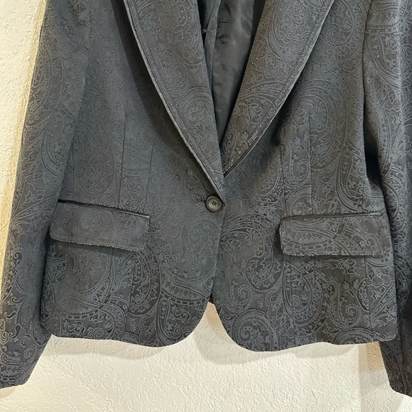 Style & Co Paisley Pattern Cropped Blazer Jacket Black Size 14 - Picture 11 of 16